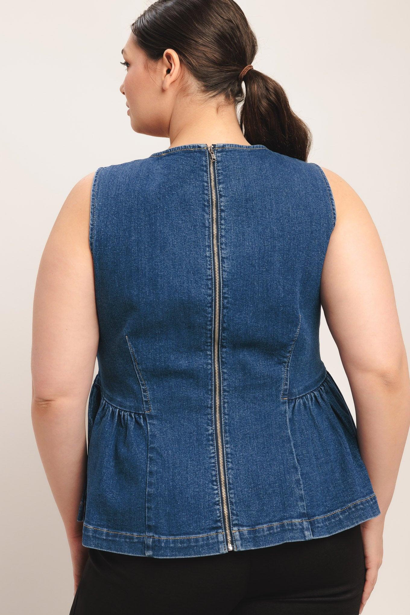 Modern Flounce Denim Top