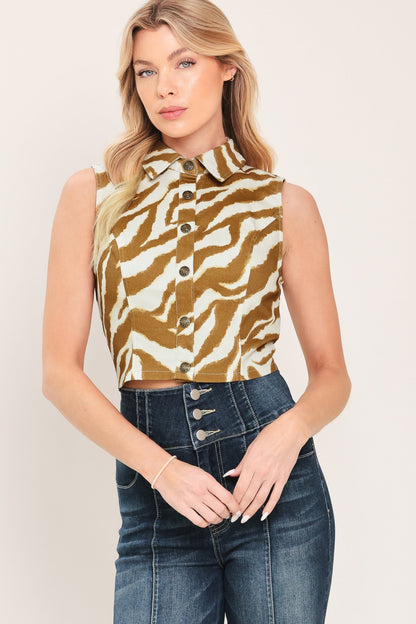 Terra Stripe Woven Crop Top