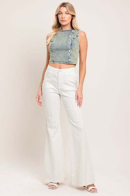 Sweet Detail Denim Crop Top
