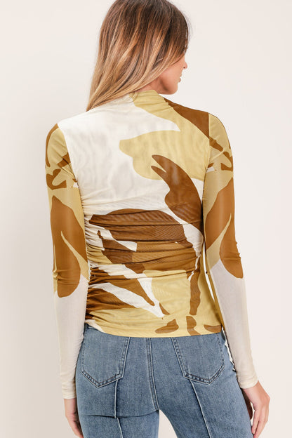 Toffee Tropics Woven Power Mesh Top