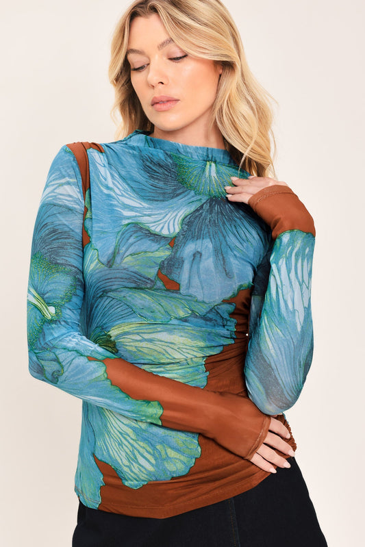 Tropic Bloom Power Mesh Top