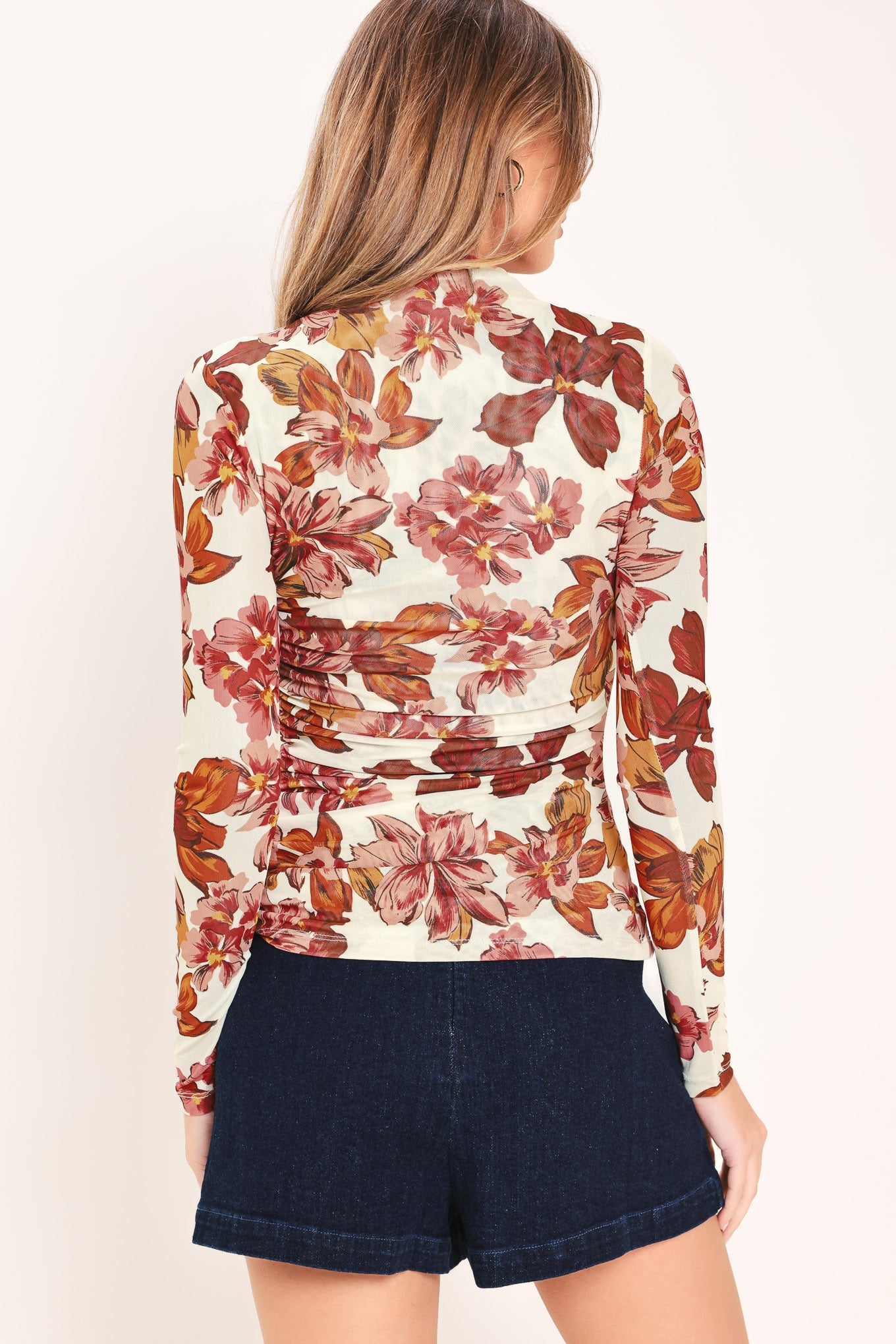 Seasonal Blossom Woven Mesh Top