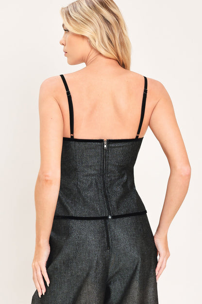 Metallic Hourglass Woven Top