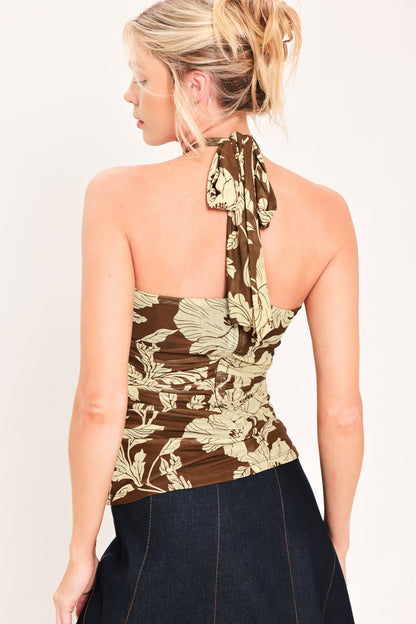 Earthy Floral Temptation Power Mesh Top