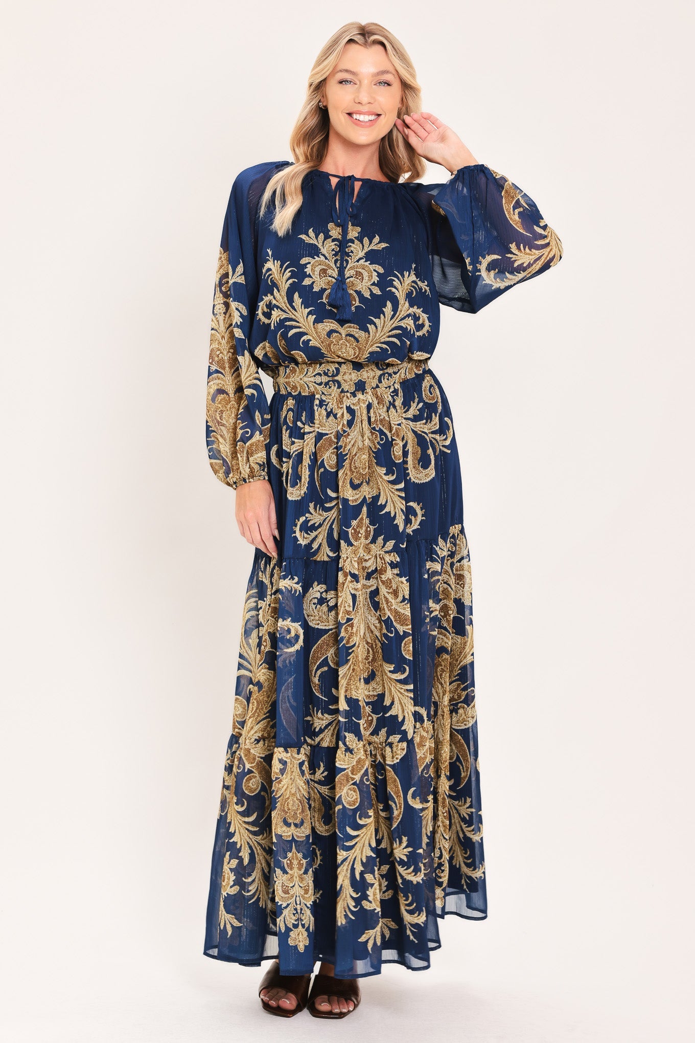 Midnight Heritage Flow Woven Top