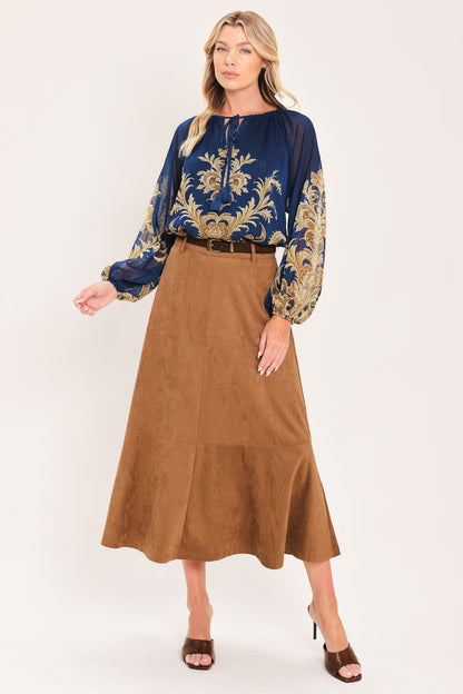 Midnight Heritage Flow Woven Top