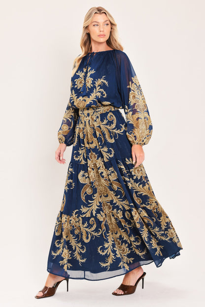 Midnight Heritage Flow Woven Top