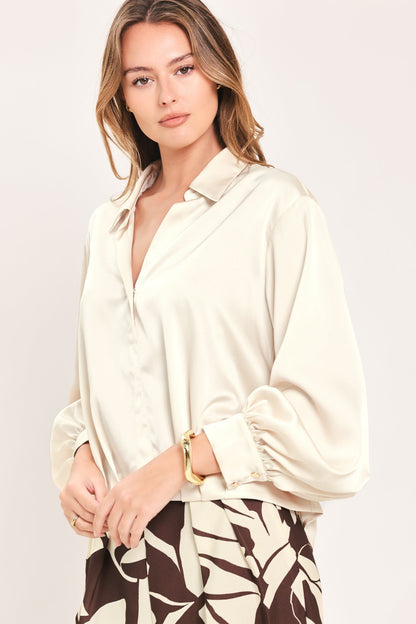 Candlelight Collar Grace Woven Top