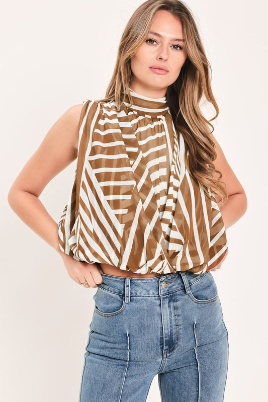 Latte Ribbon Rhapsody Woven Top