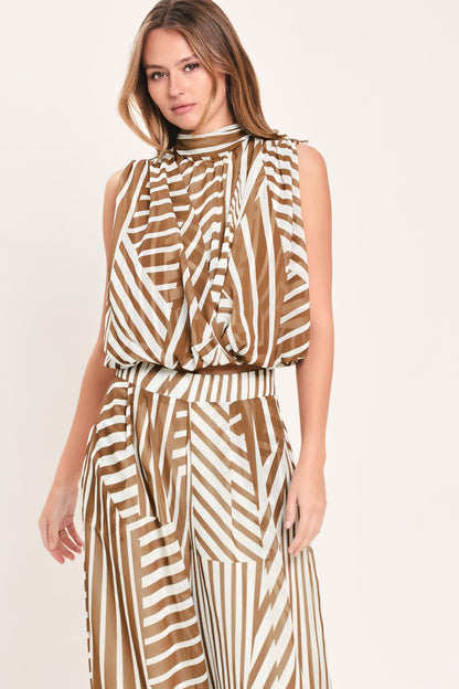 Latte Ribbon Rhapsody Woven Top