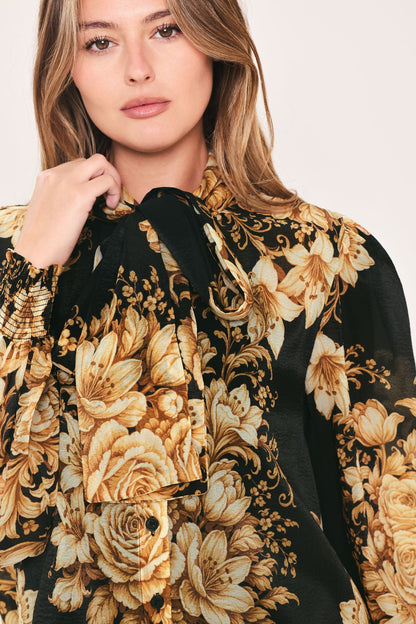 Moonlit Garden Bow Tie Blouse