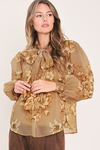 Moonlit Garden Bow Tie Blouse