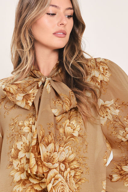 Moonlit Garden Bow Tie Blouse