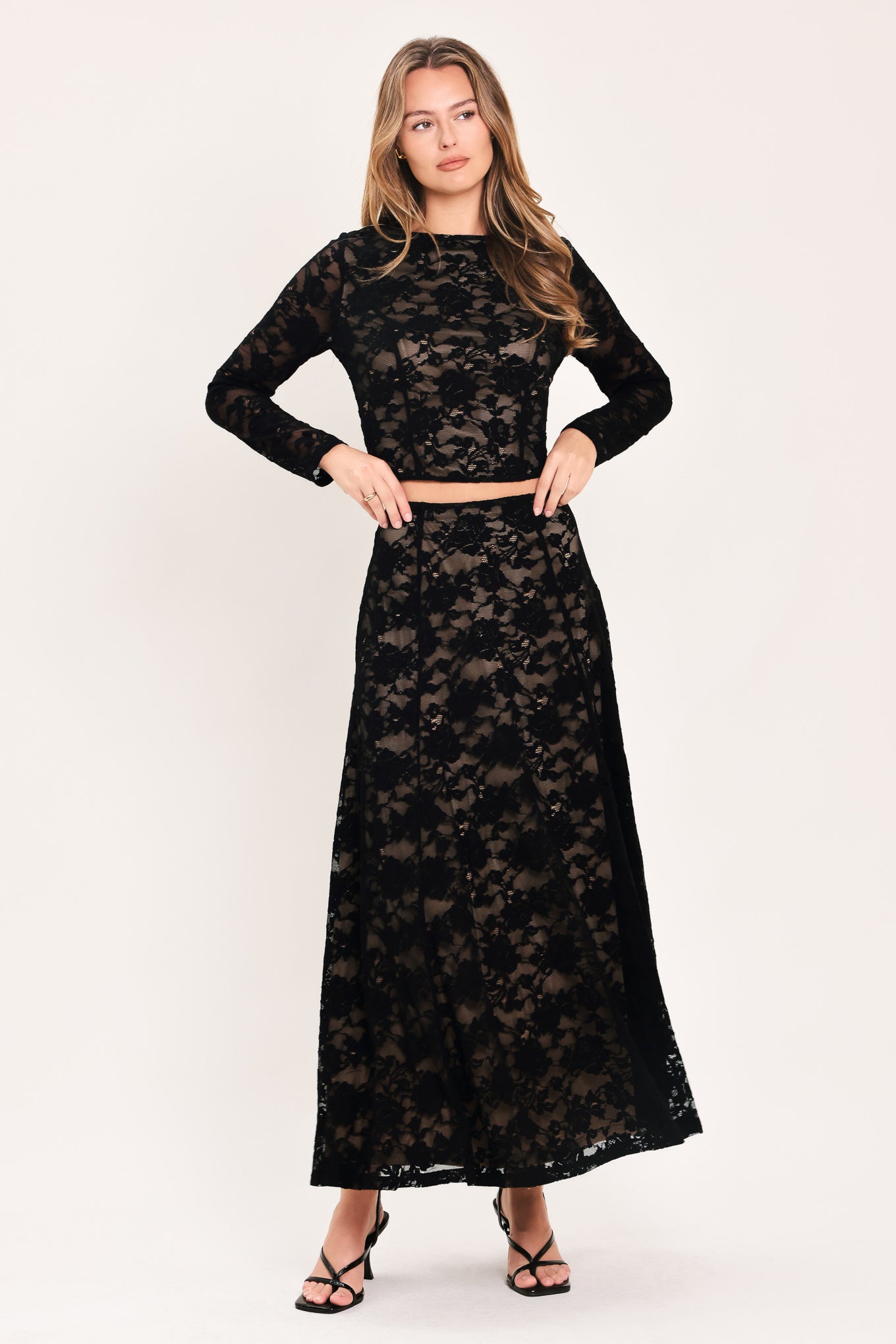 Noir Lace Moonrise Woven Lace Crop Top