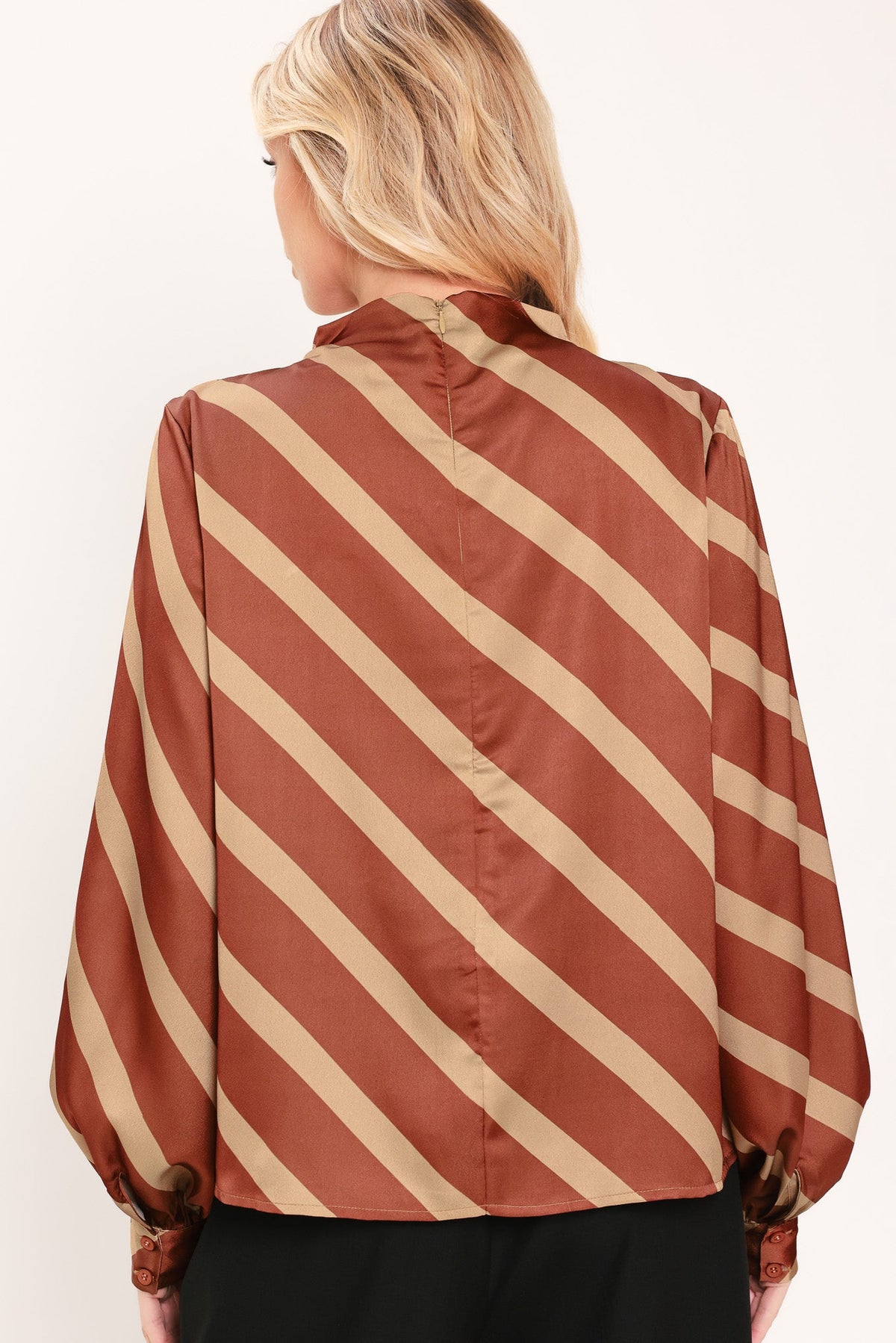 Toffee Diagonal Flow Woven Top