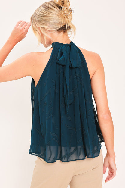 Teal Shadow Sway Woven Jacquard Top