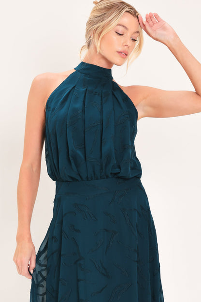 Teal Shadow Sway Woven Jacquard Top