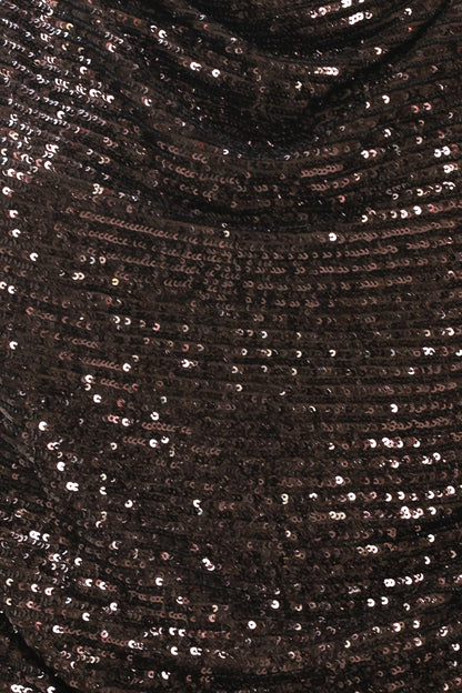 Bronze Glow Brown Sequin Cowl-neck Dolman Top