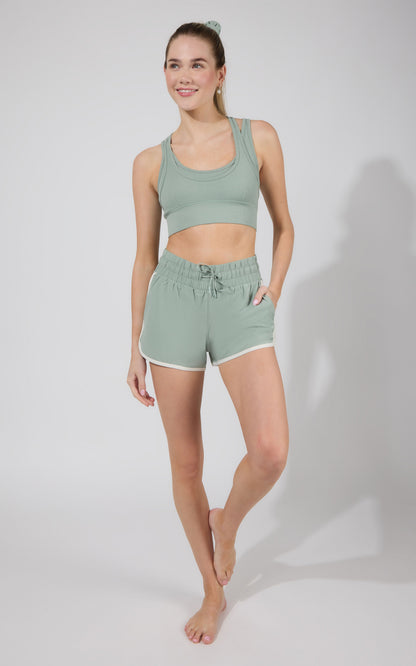 Seamless  Double Layer Bra & Running Short w Scrunchie