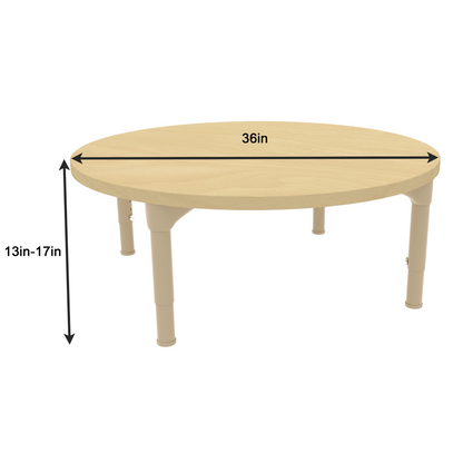 Round Adjustable Kids Table – 36" Diameter, 13" to 17" Height | Toddler & Preschool Activity Table for Classrooms & Daycares