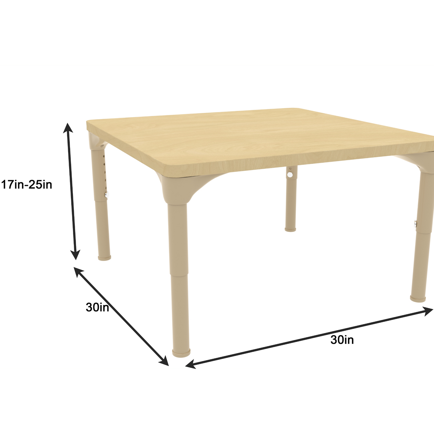 Square Adjustable Kids Table – 17" to 25" Height | Activity Table for Classrooms, Daycares & Homeschool