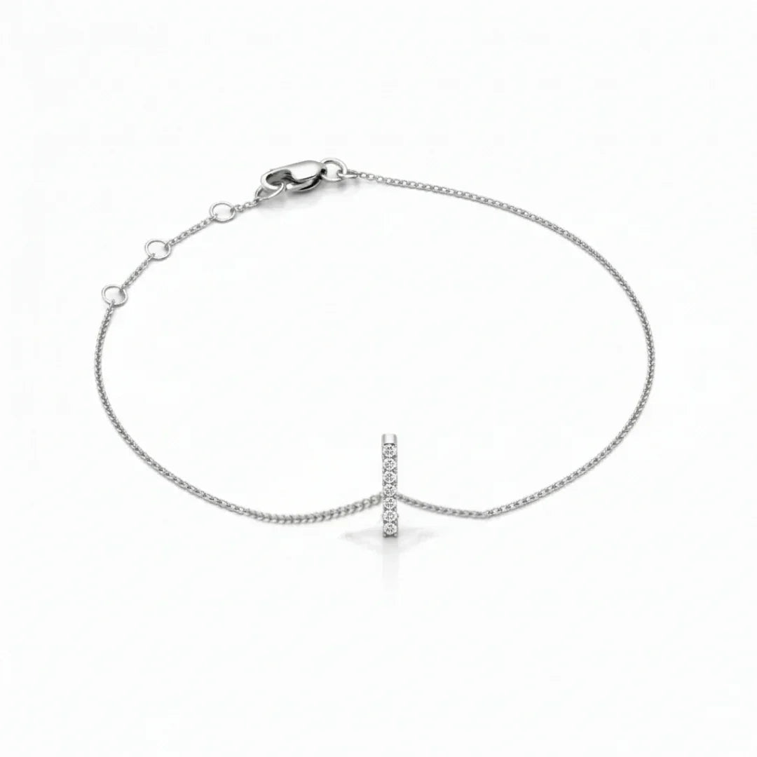 Mini Block Initial Diamond Bracelet Gold