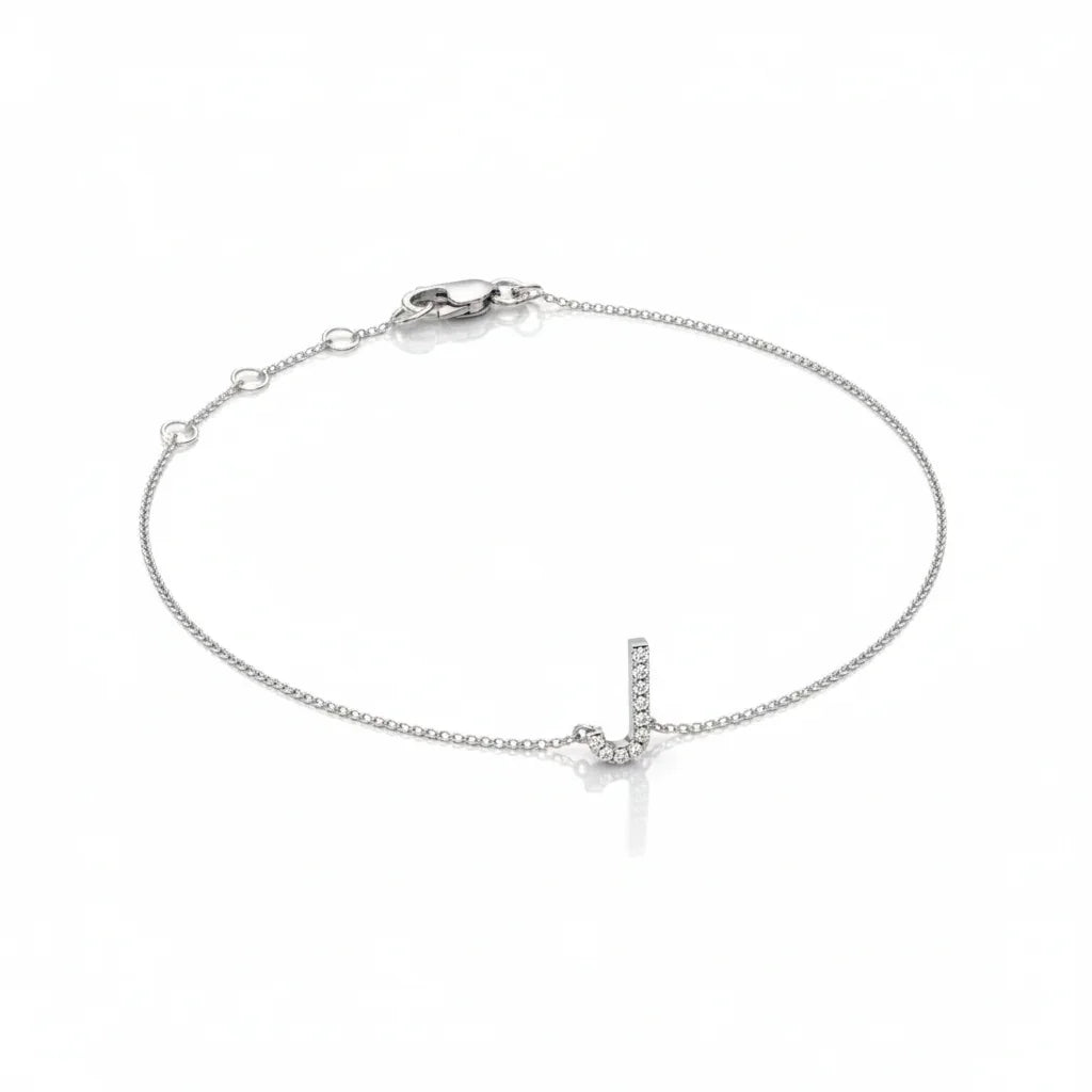 Mini Block Initial Diamond Bracelet Gold