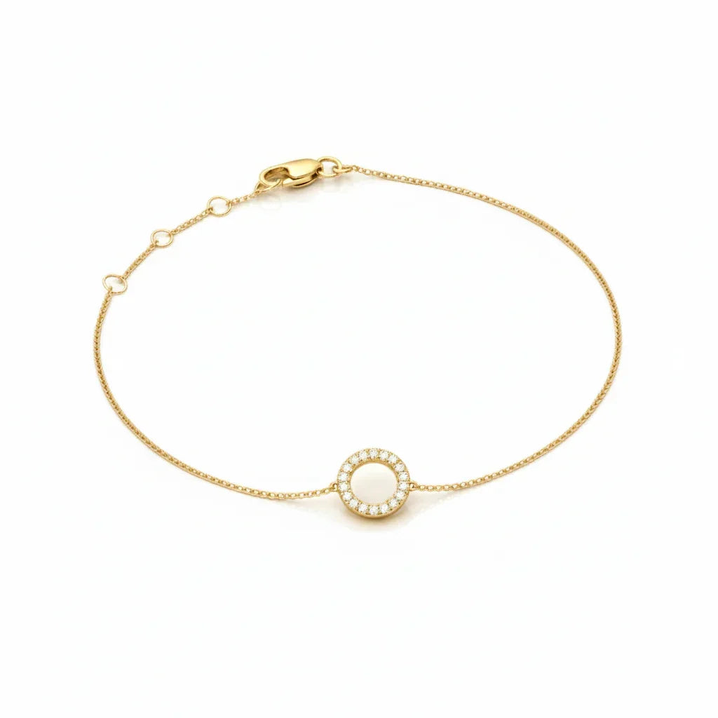 Mini Block Initial Diamond Bracelet Gold