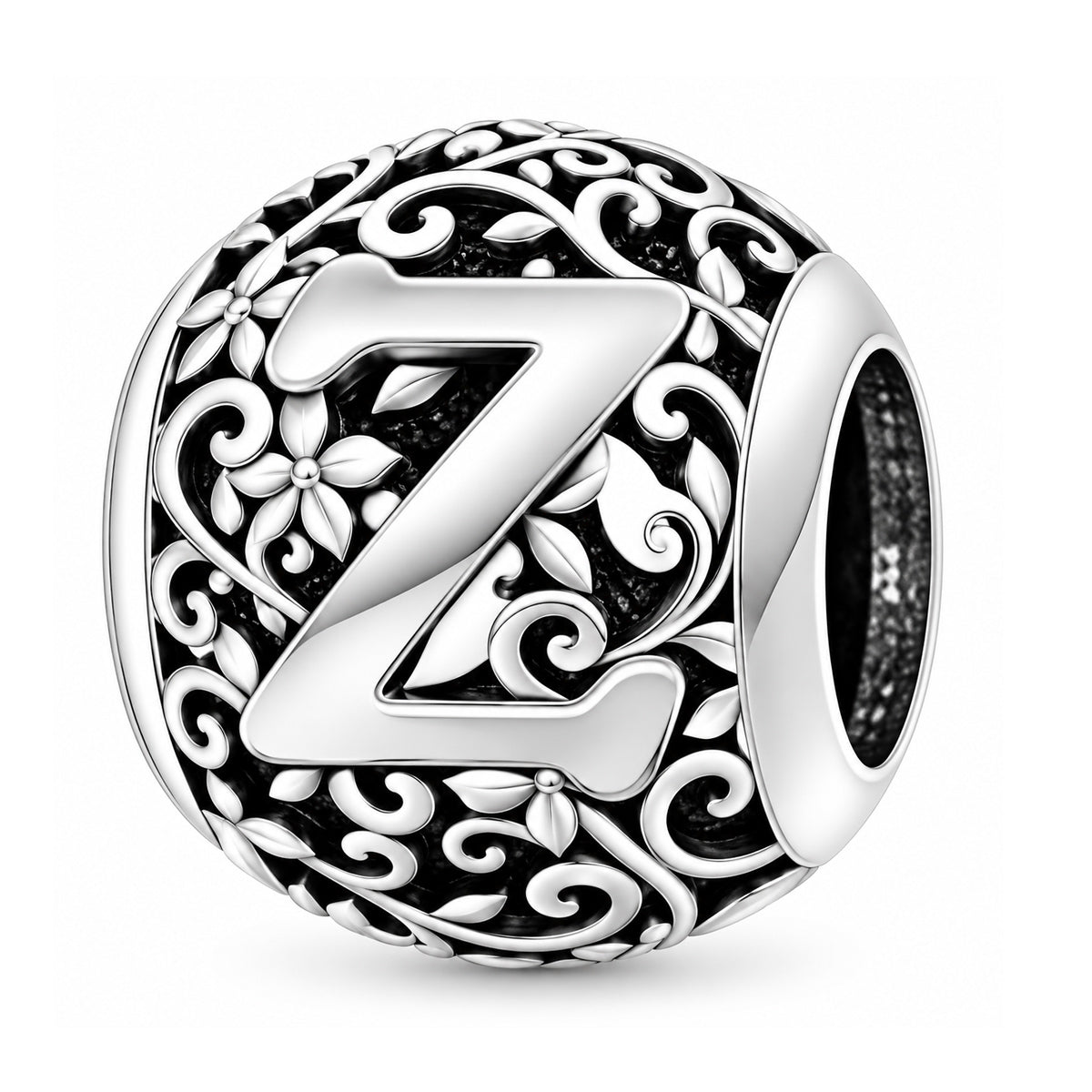 Sterling silver round alphabet charm - Z