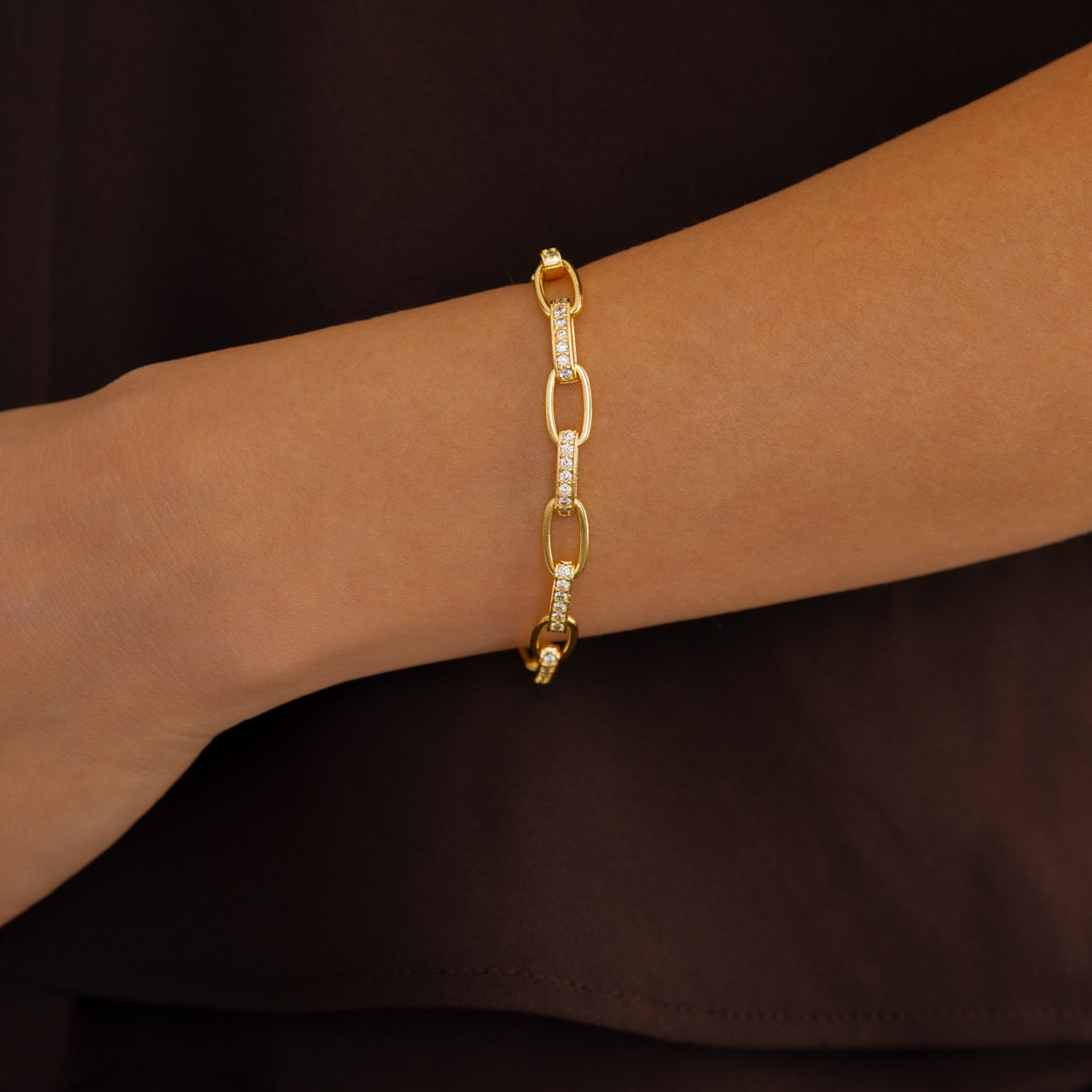 Mint & Lily Interlinked Diamond Paperclip Bracelet