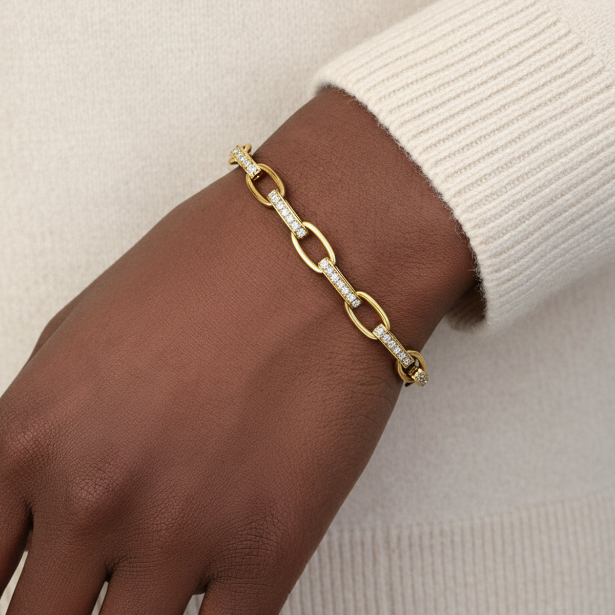 Mint & Lily Interlinked Diamond Paperclip Bracelet