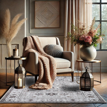 Bibb Home Washable Flannel Printed Area Rug With Latex Back 3x5 Ft