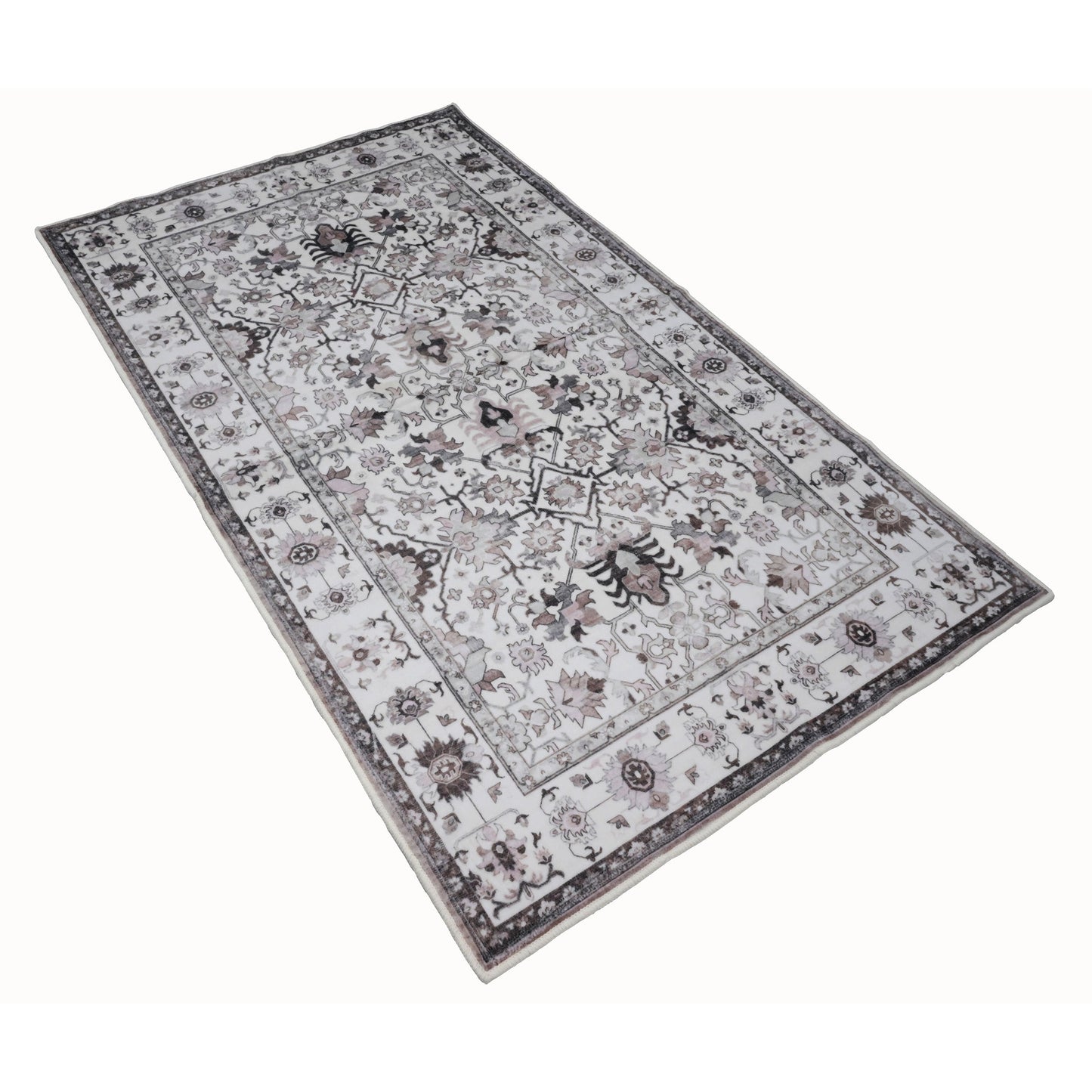 Bibb Home Washable Flannel Printed Area Rug With Latex Back 5x7 Ft