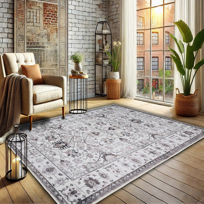Bibb Home Washable Flannel Printed Area Rug With Latex Back 5x7 Ft