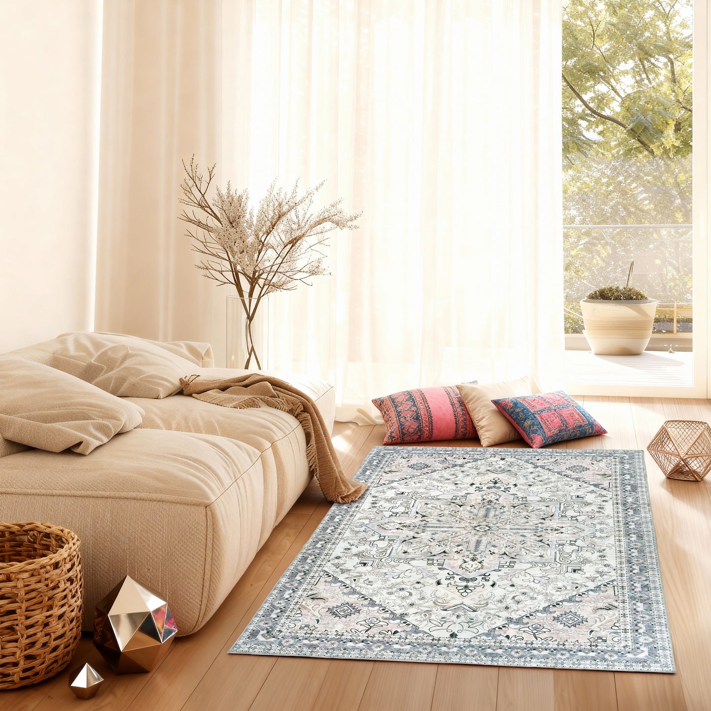 Kathy Ireland Soft Brushed Flannel Washable Rug With Latex Back