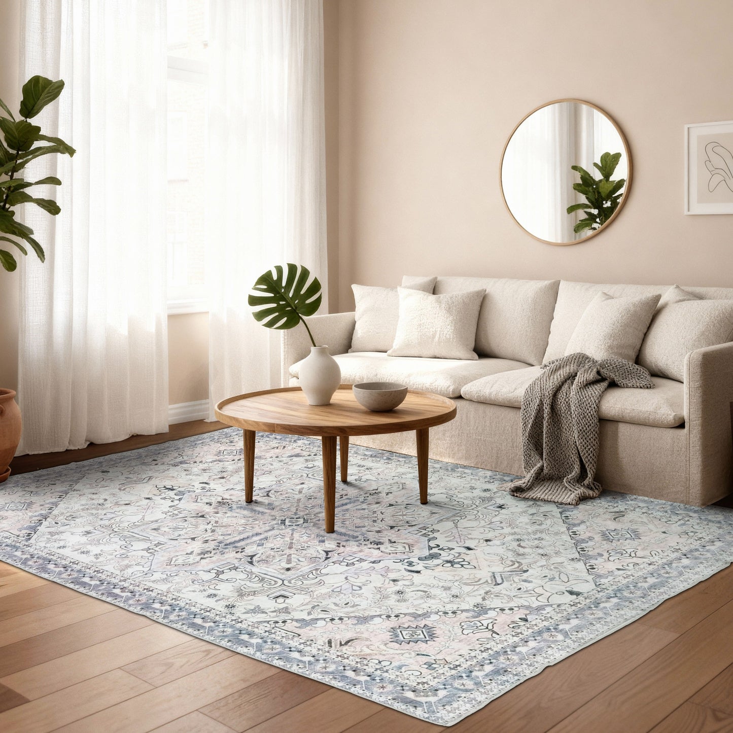 Kathy Ireland Soft Brushed Flannel Washable Rug With Latex Back