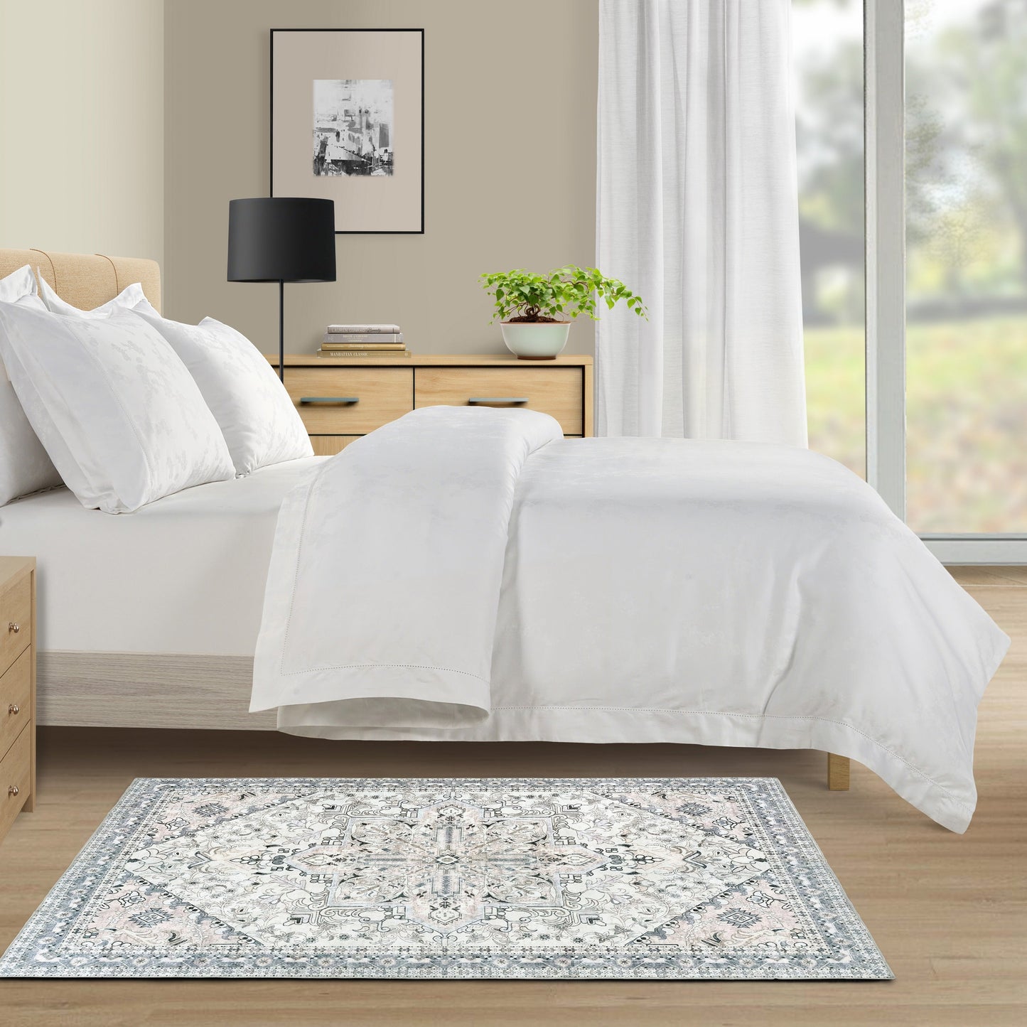 Kathy Ireland Soft Brushed Flannel Washable Rug With Latex Back