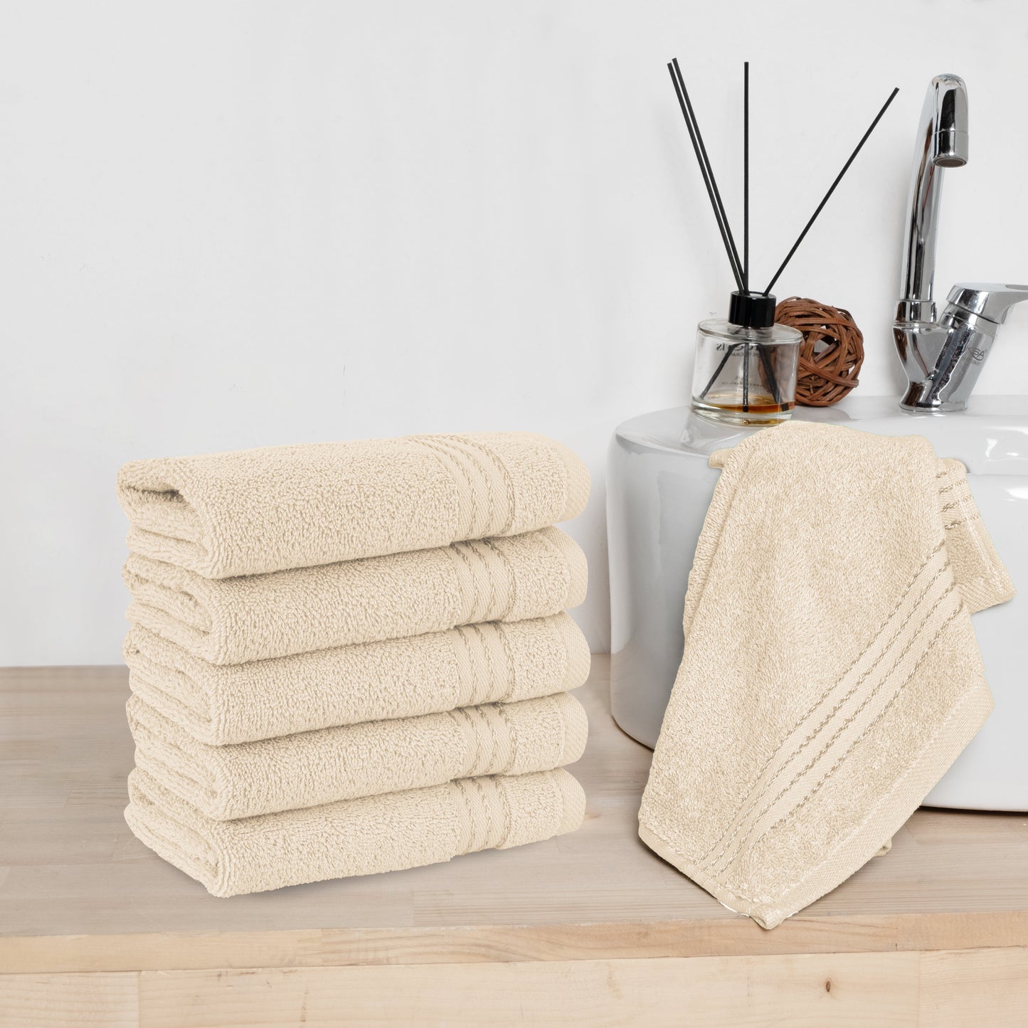 Elegant Comfort 6 Pack Premium Turkish Cotton Washcloths Set, 13 x 13 inch