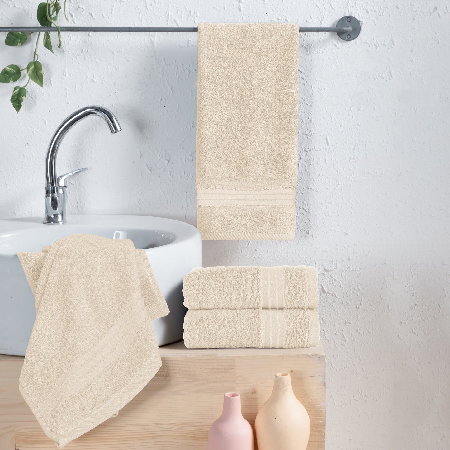 Elegant Comfort 4 Pack Premium Turkish Cotton Hand Towel Set, 16 x 28 inch