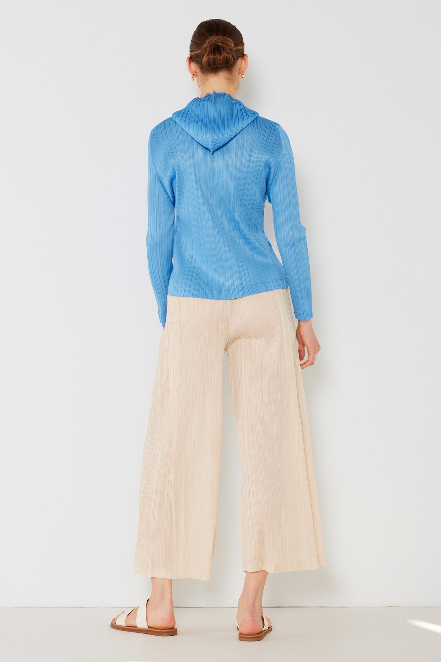 Marina West Pleated Jacket with Two-Way Zipper (J01HD) - Pastel Blue