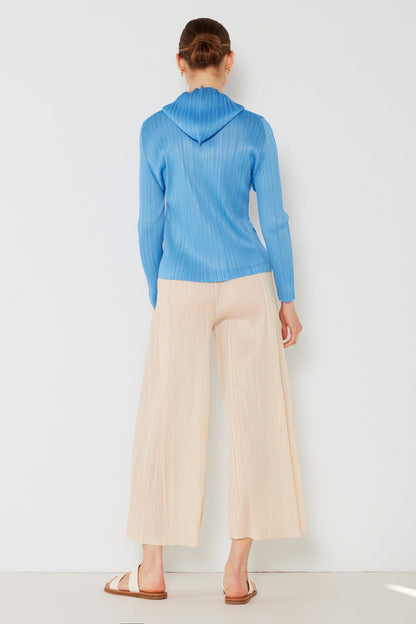 Marina West Pleated Jacket with Two-Way Zipper (J01HD) - Pastel Blue