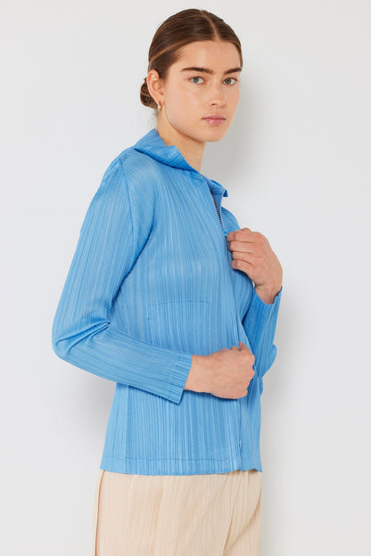 Marina West J01HD Pleated Two-Way Zipper Hooded Jacket