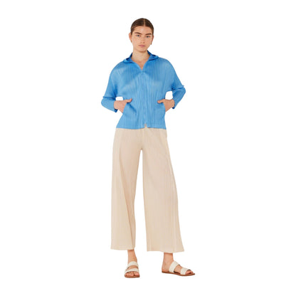 Marina West Pleated Jacket with Two-Way Zipper (J01HD) - Pastel Blue