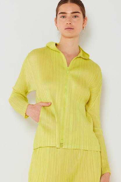 Marina West J01HD Pleated Two-Way Zipper Hooded Jacket
