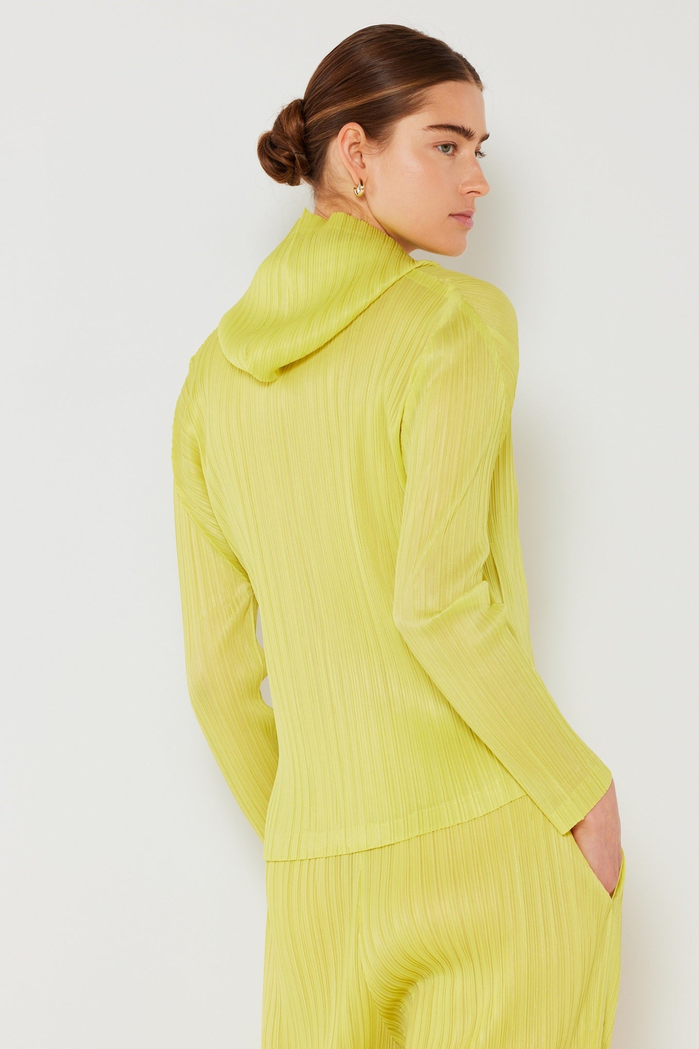 Marina West J01HD Pleated Two-Way Zipper Hooded Jacket