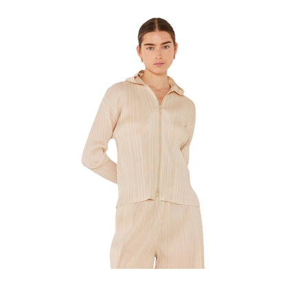 Marina West J01HD Pleated Two-Way Zipper Hooded Jacket