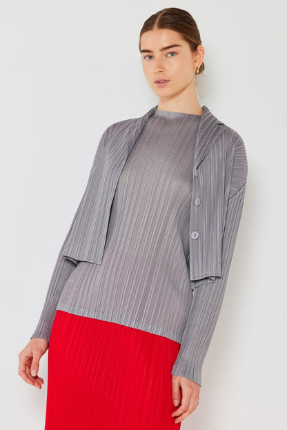 Marina West Pleated Cropped Button-Up Top (J03CR) - Gray