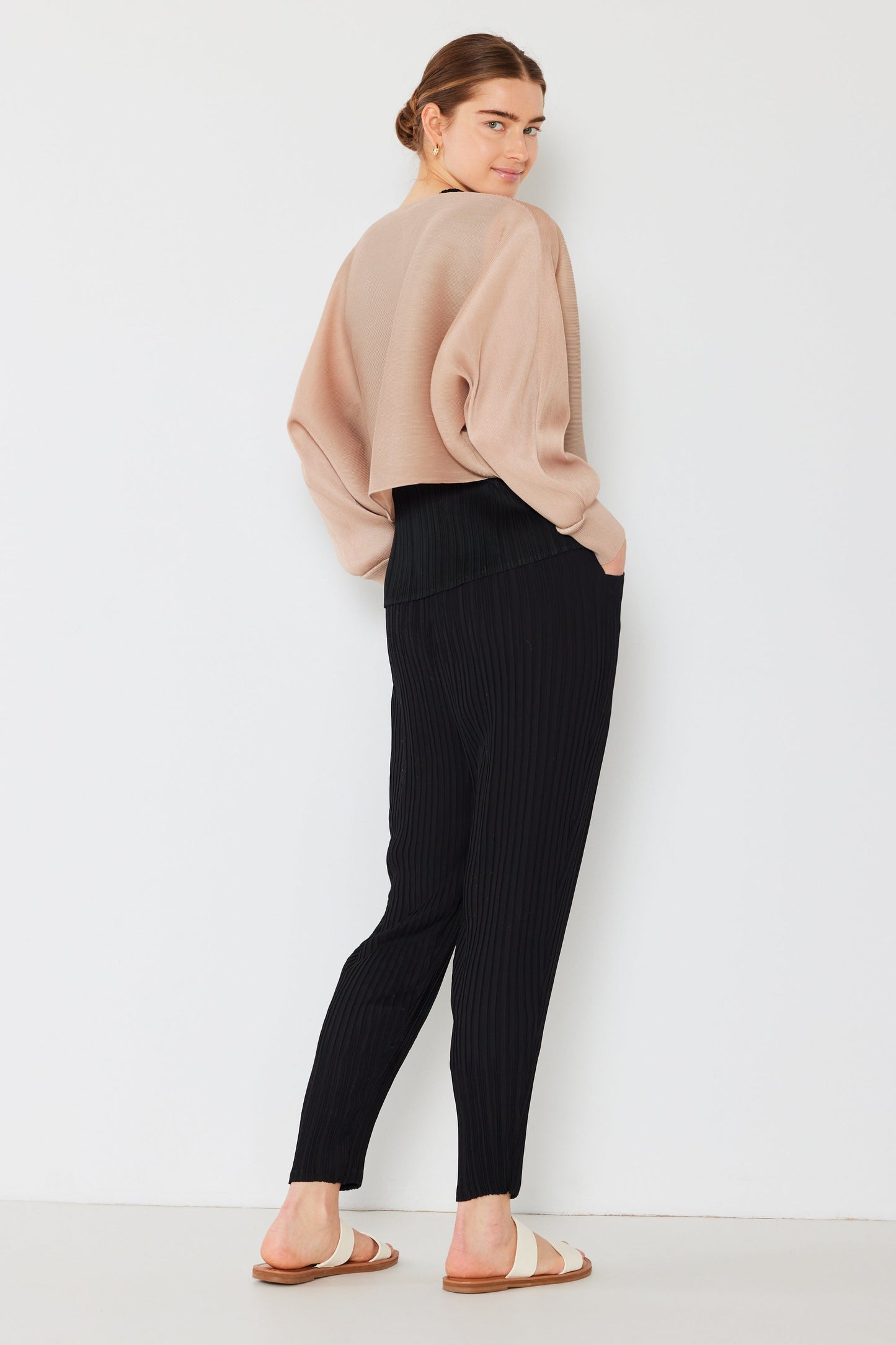 Marina West Pleated Puff Sleeve Bolero Jacket- Style#J04SR