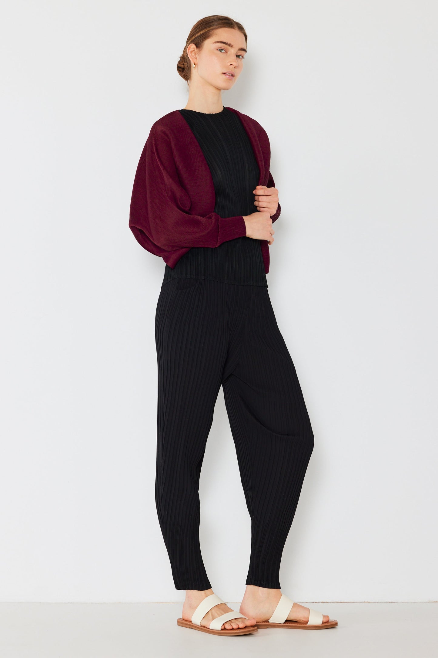 Marina West Pleated Puff Sleeve Bolero Jacket- Style#J04SR