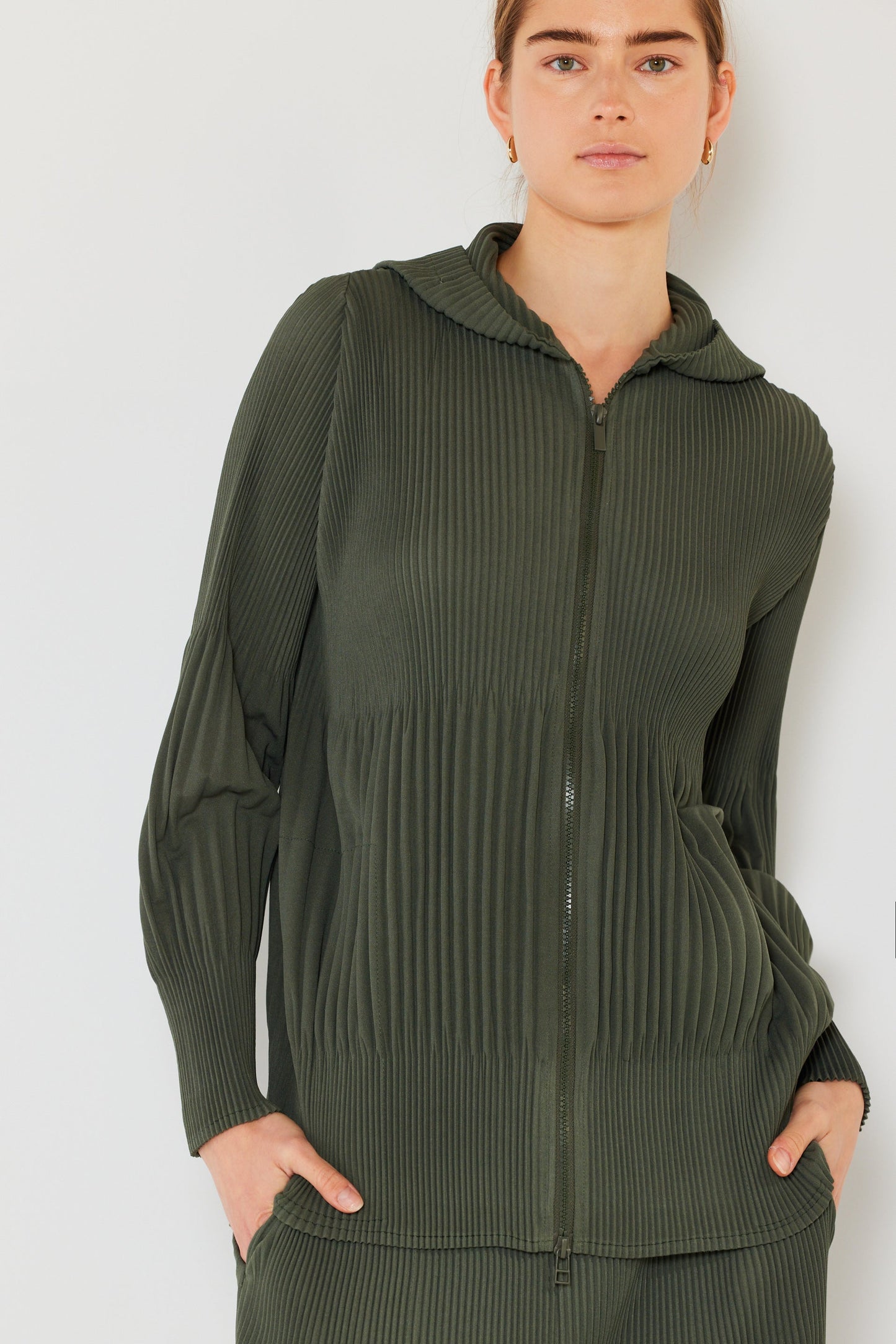Marina West Pleated Unisex Plisse Jacket with 2-Way Zipper- Style#J05HD